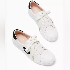 Kate Spade New York Fez White Sneakers with Black Spade Accent Size 8.5